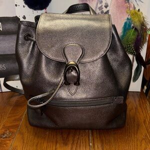 Coach Evie Backpack in Metallic Graphite Polished Pebble Leather